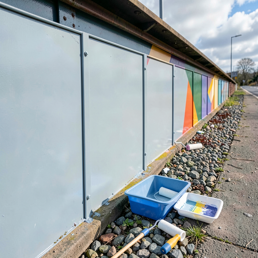 Vandals tag railway bridge at Highway prepared for Walls By Paul mural